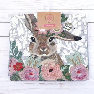 Tapestry Table Runner Bunny Flowers Floral 13x72